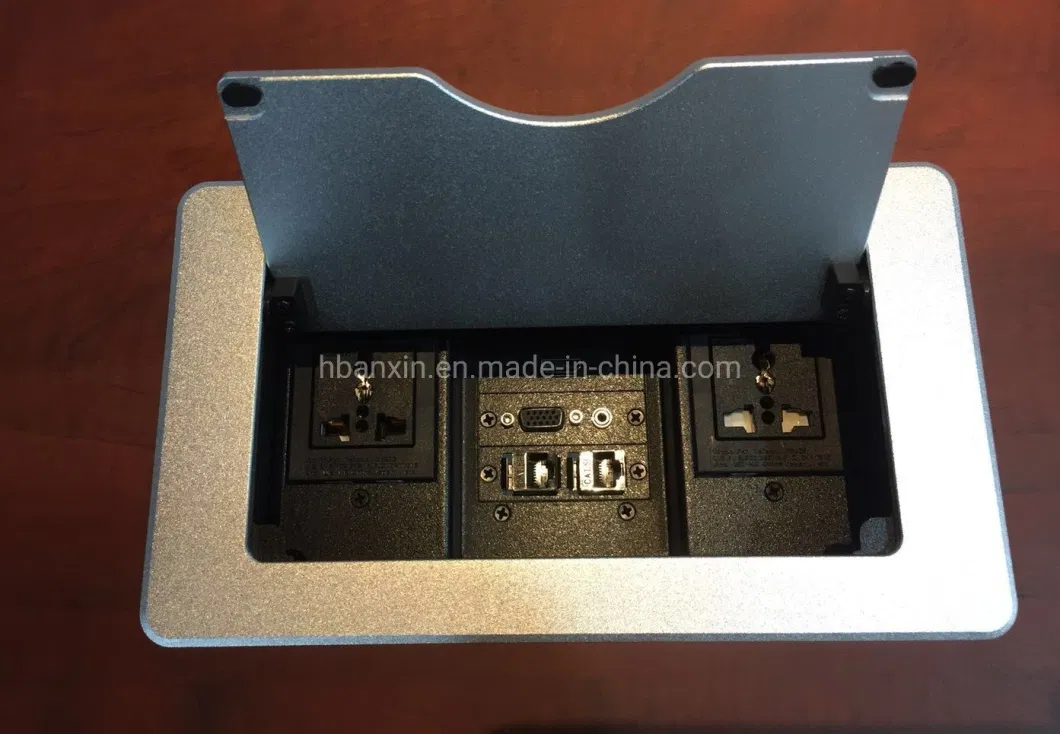 Rectangular Flip up Damped Multimedia Socket for Conference Table