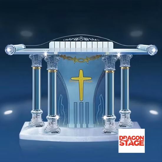 Кафедра на подиуме из органического стекла Dragonstage с наклонной поверхностью для чтения